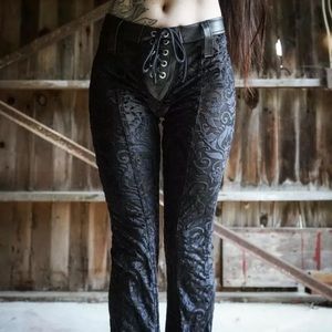 Toxic Vision Sheer Black Brocade Cathedral Pants Size large New L Gothic Fetish